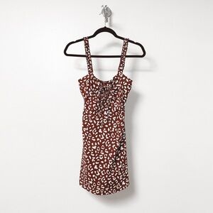 CCLA‎ Cotton Candy LA Cheetah Print Casual Cute Sun Mini Dress Chocolate Brown